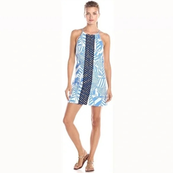 Lilly Pulitzer Annabelle Bay Blue Yacht Shift Dress - Picture 2 of 13